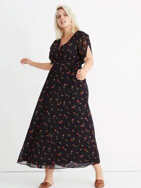 Madewell Tulip-Sleeve Floral Maxi Dress, Size 20